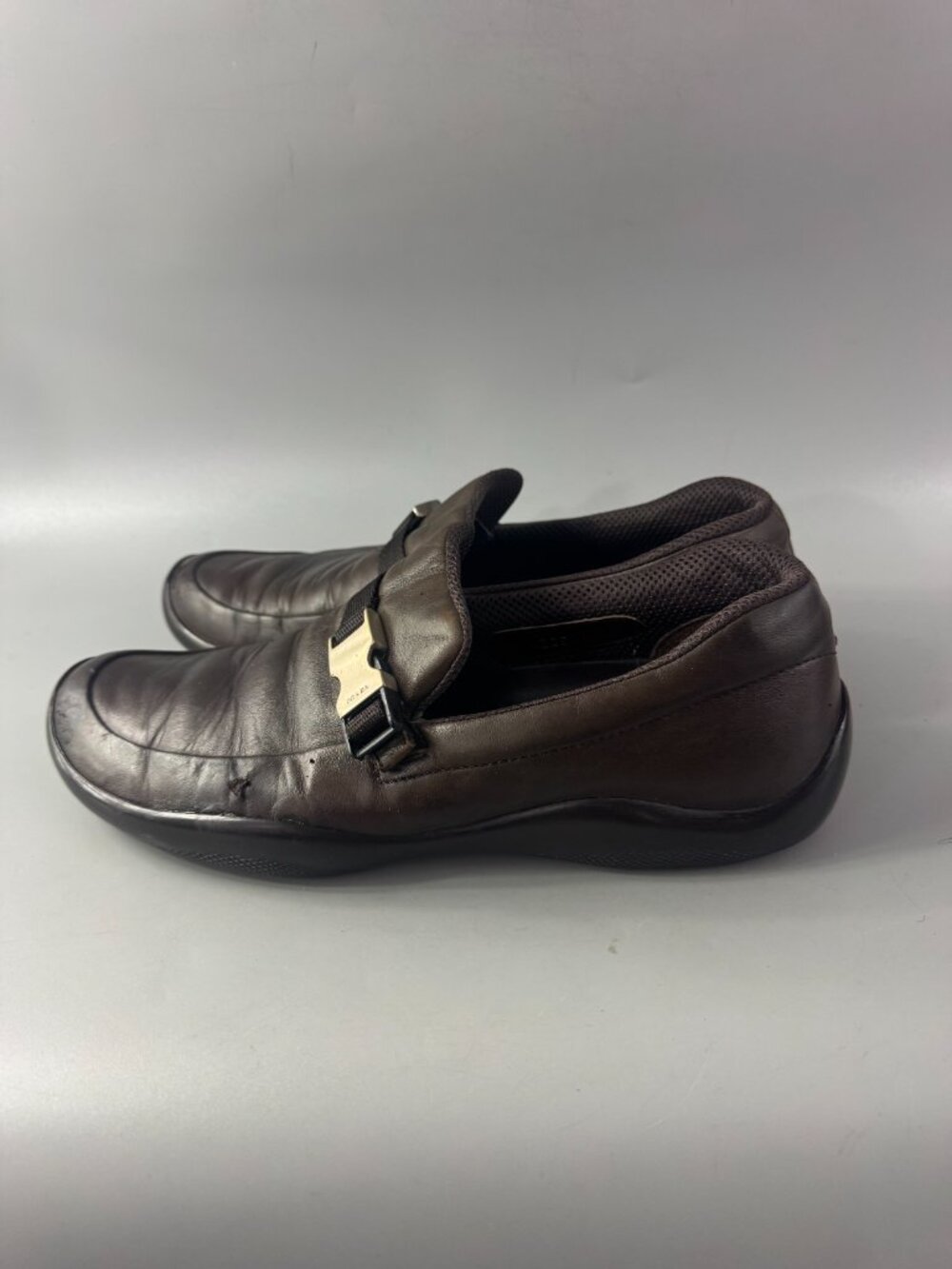 Authentic Prada Chocolate Brown Leather Classic Loafers - Picture 8 of 16